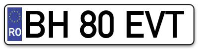 Placuta inmatriculare numar auto  BH-80-EVT, BH 80 EVT, BH80EVT