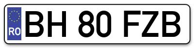 Placuta inmatriculare numar auto  BH-80-FZB, BH 80 FZB, BH80FZB