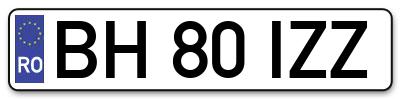 Placuta inmatriculare numar auto  BH-80-IZZ, BH 80 IZZ, BH80IZZ