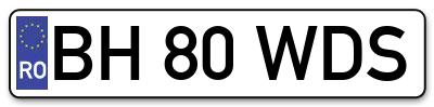 Placuta inmatriculare numar auto  BH-80-WDS, BH 80 WDS, BH80WDS