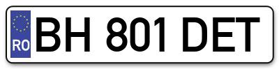Placuta inmatriculare numar auto  BH-801-DET, BH 801 DET, BH801DET