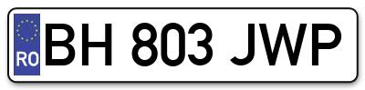 Placuta inmatriculare numar auto  BH-803-JWP, BH 803 JWP, BH803JWP