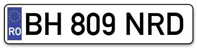 Placuta inmatriculare numar auto  BH-809-NRD, BH 809 NRD, BH809NRD