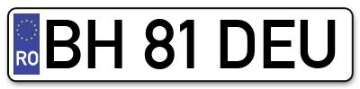 Placuta inmatriculare numar auto  BH-81-DEU, BH 81 DEU, BH81DEU