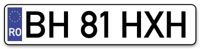 Placuta inmatriculare numar auto  BH-81-HXH, BH 81 HXH, BH81HXH