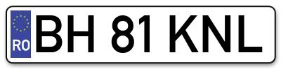 Placuta inmatriculare numar auto  BH-81-KNL, BH 81 KNL, BH81KNL
