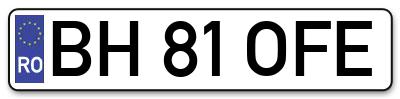 Placuta inmatriculare numar auto  BH-81-OFE, BH 81 OFE, BH81OFE