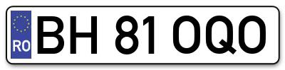 Placuta inmatriculare numar auto  BH-81-OQO, BH 81 OQO, BH81OQO