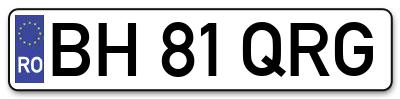 Placuta inmatriculare numar auto  BH-81-QRG, BH 81 QRG, BH81QRG