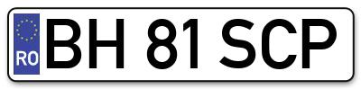 Placuta inmatriculare numar auto  BH-81-SCP, BH 81 SCP, BH81SCP