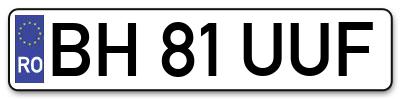 Placuta inmatriculare numar auto  BH-81-UUF, BH 81 UUF, BH81UUF