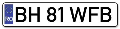 Placuta inmatriculare numar auto  BH-81-WFB, BH 81 WFB, BH81WFB