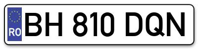 Placuta inmatriculare numar auto  BH-810-DQN, BH 810 DQN, BH810DQN