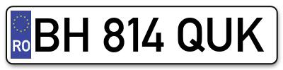 Placuta inmatriculare numar auto  BH-814-QUK, BH 814 QUK, BH814QUK