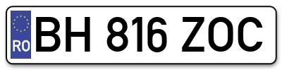 Placuta inmatriculare numar auto  BH-816-ZOC, BH 816 ZOC, BH816ZOC