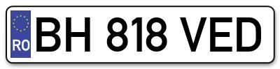 Placuta inmatriculare numar auto  BH-818-VED, BH 818 VED, BH818VED