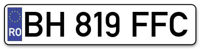 Placuta inmatriculare numar auto  BH-819-FFC, BH 819 FFC, BH819FFC
