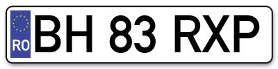 Placuta inmatriculare numar auto  BH-83-RXP, BH 83 RXP, BH83RXP
