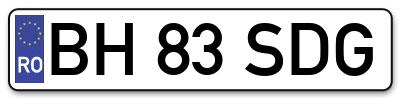 Placuta inmatriculare numar auto  BH-83-SDG, BH 83 SDG, BH83SDG