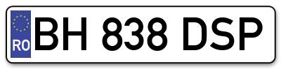 Placuta inmatriculare numar auto  BH-838-DSP, BH 838 DSP, BH838DSP