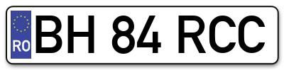 Placuta inmatriculare numar auto  BH-84-RCC, BH 84 RCC, BH84RCC