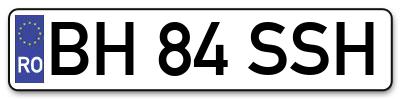 Placuta inmatriculare numar auto  BH-84-SSH, BH 84 SSH, BH84SSH