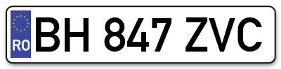 Placuta inmatriculare numar auto  BH-847-ZVC, BH 847 ZVC, BH847ZVC