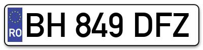 Placuta inmatriculare numar auto  BH-849-DFZ, BH 849 DFZ, BH849DFZ
