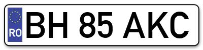 Placuta inmatriculare numar auto  BH-85-AKC, BH 85 AKC, BH85AKC