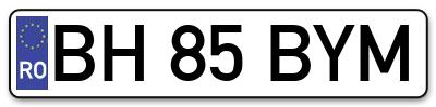 Placuta inmatriculare numar auto  BH-85-BYM, BH 85 BYM, BH85BYM