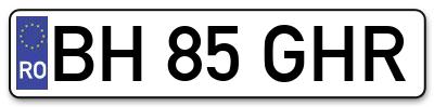 Placuta inmatriculare numar auto  BH-85-GHR, BH 85 GHR, BH85GHR