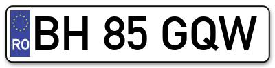 Placuta inmatriculare numar auto  BH-85-GQW, BH 85 GQW, BH85GQW