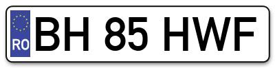 Placuta inmatriculare numar auto  BH-85-HWF, BH 85 HWF, BH85HWF