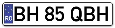 Placuta inmatriculare numar auto  BH-85-QBH, BH 85 QBH, BH85QBH