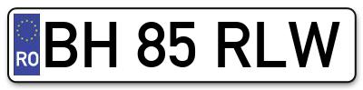 Placuta inmatriculare numar auto  BH-85-RLW, BH 85 RLW, BH85RLW