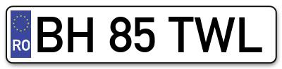 Placuta inmatriculare numar auto  BH-85-TWL, BH 85 TWL, BH85TWL