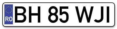 Placuta inmatriculare numar auto  BH-85-WJI, BH 85 WJI, BH85WJI