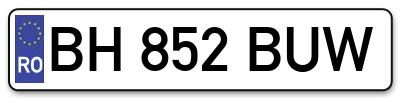 Placuta inmatriculare numar auto  BH-852-BUW, BH 852 BUW, BH852BUW