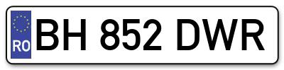Placuta inmatriculare numar auto  BH-852-DWR, BH 852 DWR, BH852DWR