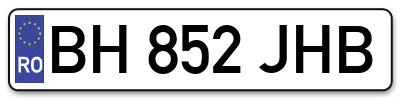 Placuta inmatriculare numar auto  BH-852-JHB, BH 852 JHB, BH852JHB