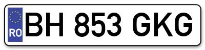 Placuta inmatriculare numar auto  BH-853-GKG, BH 853 GKG, BH853GKG