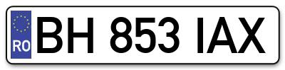 Placuta inmatriculare numar auto  BH-853-IAX, BH 853 IAX, BH853IAX