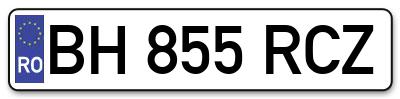 Placuta inmatriculare numar auto  BH-855-RCZ, BH 855 RCZ, BH855RCZ