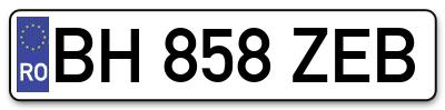 Placuta inmatriculare numar auto  BH-858-ZEB, BH 858 ZEB, BH858ZEB