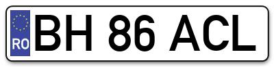 Placuta inmatriculare numar auto  BH-86-ACL, BH 86 ACL, BH86ACL