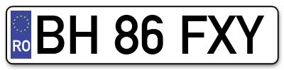 Placuta inmatriculare numar auto  BH-86-FXY, BH 86 FXY, BH86FXY