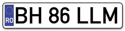 Placuta inmatriculare numar auto  BH-86-LLM, BH 86 LLM, BH86LLM