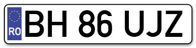 Placuta inmatriculare numar auto  BH-86-UJZ, BH 86 UJZ, BH86UJZ