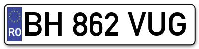 Placuta inmatriculare numar auto  BH-862-VUG, BH 862 VUG, BH862VUG