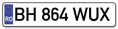 Placuta inmatriculare numar auto  BH-864-WUX, BH 864 WUX, BH864WUX